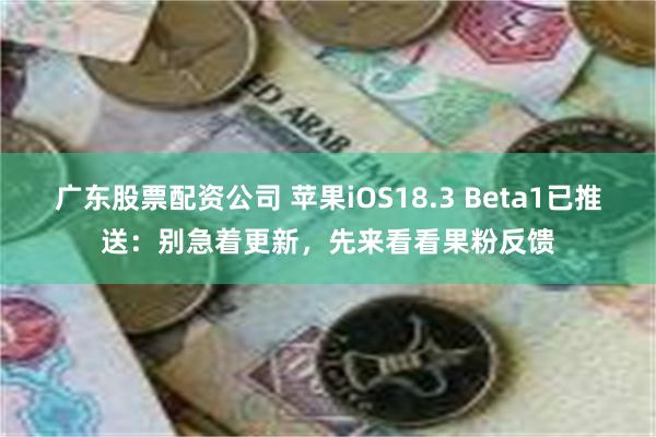 广东股票配资公司 苹果iOS18.3 Beta1已推送：别急着更新，先来看看果粉反馈