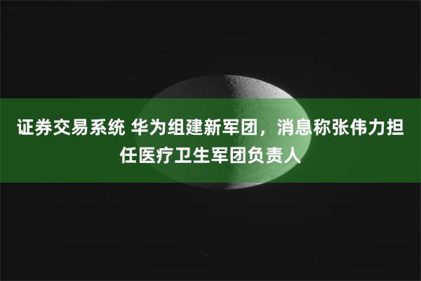 证券交易系统 华为组建新军团，消息称张伟力担任医疗卫生军团负责人